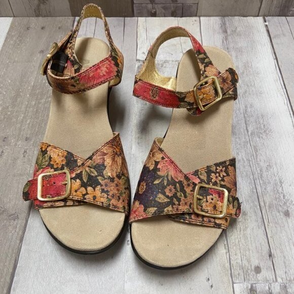 Alegria Wedge Daisy Print Cork Sandal Size 40 - Picture 3 of 7